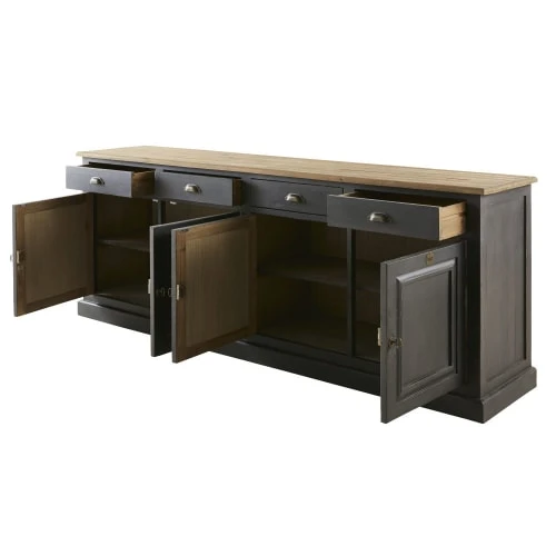 Maisons Du Monde Buffet 4 Portes 4 Tiroirs En Pin Recyclé Gris Anthracite 2 Maisons Du Monde Buffet 4 Portes 4 Tiroirs En Pin Recyclé Gris Anthracite – Image 2