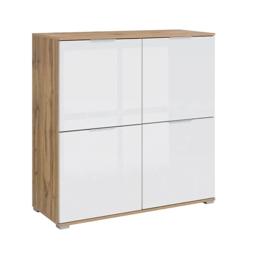 Petits Meubles Buffet 4 Portes Blanc Et Naturel 1 Petits Meubles Buffet 4 Portes Blanc Et Naturel