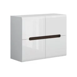 Petits Meubles Buffet 4 Portes Blanc Laqué Et Naturel
