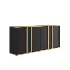 GAMI Buffet 4 Portes Effet Bois Noir 180x40x81