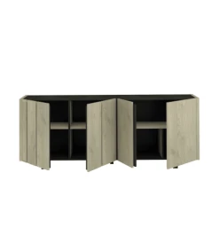 CALICOSY Buffet 4 Portes Effet Chêne Et Plateau Noir -Boutique Maisons du Monde buffet 4 portes effet chene et plateau noir 2