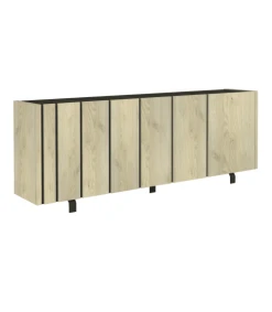 CALICOSY Buffet 4 Portes Effet Chêne Et Plateau Noir -Boutique Maisons du Monde buffet 4 portes effet chene et plateau noir 3