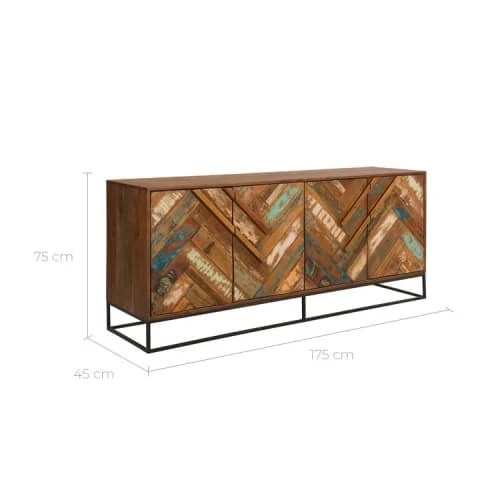 Rendez Vous Déco Buffet 4 Portes En Bois D'acacia Et Bois Recyclé 3 Rendez Vous Déco Buffet 4 Portes En Bois D'acacia Et Bois Recyclé – Image 3