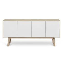 MON PETIT MEUBLE FRANCAIS Buffet 4 Portes En Frêne 180 Cm, Hauteur 94 Cm
