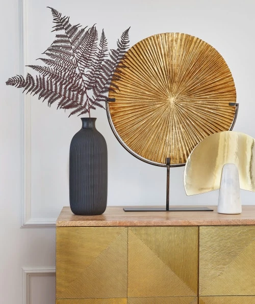 Maisons Du Monde Buffet 4 Portes En Manguier Massif Et Métal Martelé Doré 4 Maisons Du Monde Buffet 4 Portes En Manguier Massif Et Métal Martelé Doré – Image 4