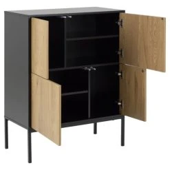 TOILINUX Buffet 4 Portes En Mdf Et Métal Noir 6 TOILINUX Buffet 4 Portes En Mdf Et Métal Noir -Boutique Maisons du Monde buffet 4 portes en mdf et metal noir 2