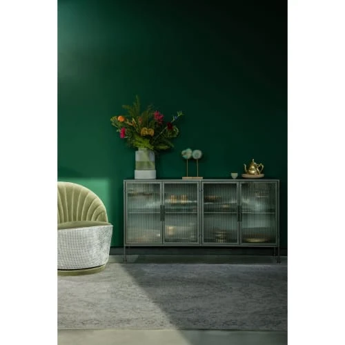 Dutchbone Buffet 4 Portes En Verre Noir 4 Dutchbone Buffet 4 Portes En Verre Noir – Image 4
