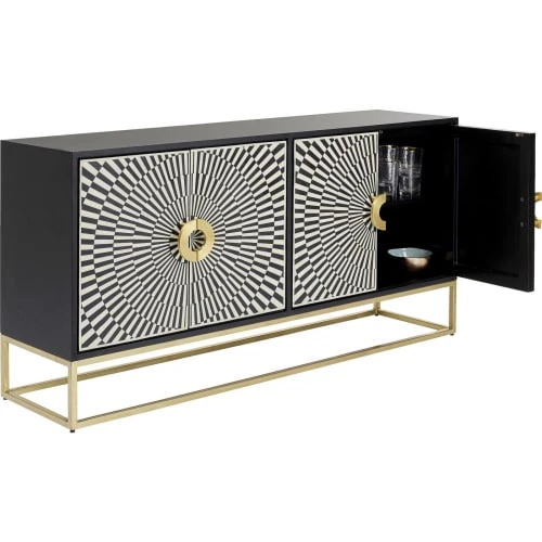 Kare Design Buffet 4 Portes Noir Et Blanc Illusion D'optique 3 Kare Design Buffet 4 Portes Noir Et Blanc Illusion D'optique – Image 3