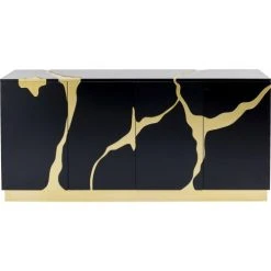 Kare Design Buffet 4 Portes Noir Et Doré