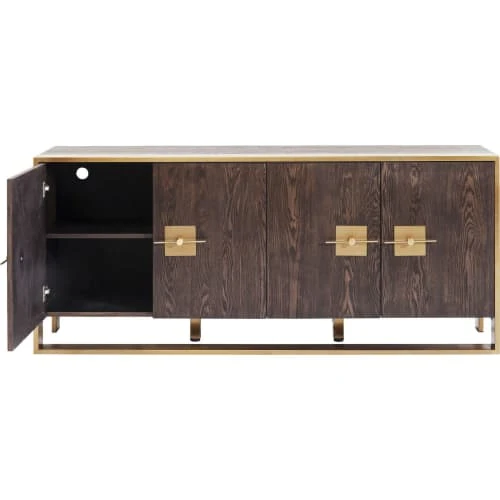Kare Design Buffet 4 Portes Rétro Marron Et Acier Doré 3 Kare Design Buffet 4 Portes Rétro Marron Et Acier Doré – Image 3