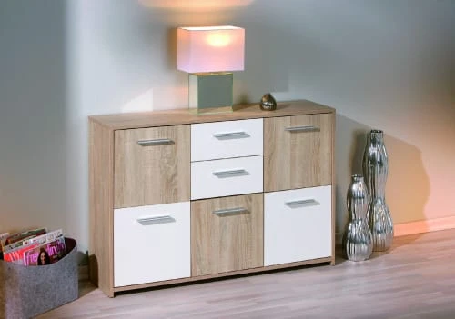 Dmora Buffet 5 Portes En Mélaminé Blanc 2 Dmora Buffet 5 Portes En Mélaminé Blanc – Image 2