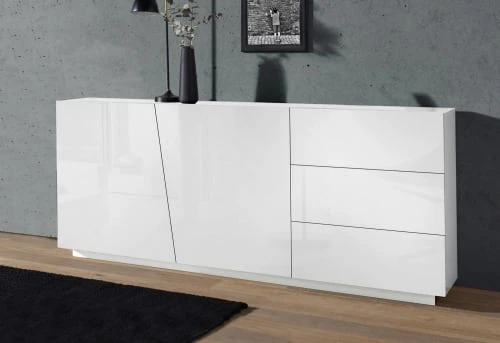 Dmora Buffet à 2 Portes Effet Bois Blanc Brillant 2 Dmora Buffet à 2 Portes Effet Bois Blanc Brillant – Image 2