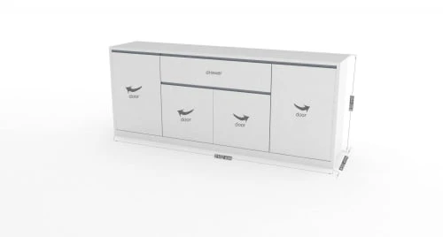 Dmora Buffet à 4 Portes Effet Bois Blanc Brillant 4 Dmora Buffet à 4 Portes Effet Bois Blanc Brillant – Image 4