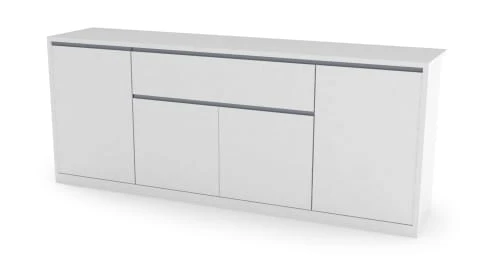Dmora Buffet à 4 Portes Effet Bois Blanc Brillant 1 Dmora Buffet à 4 Portes Effet Bois Blanc Brillant