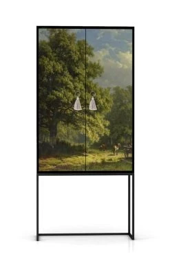 RNT By Really Nice Things Buffet Armoire 2 Portes En Pin Massif Imprimé Bucolique Forestier