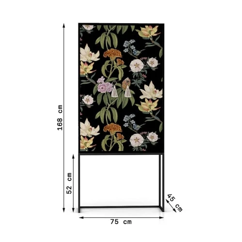 RNT By Really Nice Things Buffet Armoire 2 Portes En Pin Massif Imprimé Floral Fond Noir 3 RNT By Really Nice Things Buffet Armoire 2 Portes En Pin Massif Imprimé Floral Fond Noir – Image 3