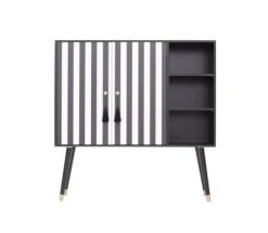 RNT By Really Nice Things Buffet Armoire En Pin Massif Imprimé à Franges Blanches Et Noires.