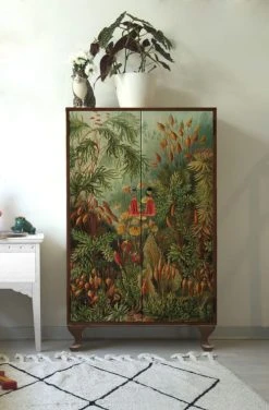 RNT By Really Nice Things Buffet Armoire En Pin Massif Imprimé Floral Sur Fond Marron. -Boutique Maisons du Monde buffet armoire en pin massif imprime floral sur fond marron 2