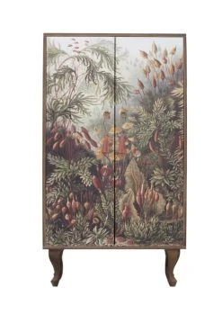 RNT By Really Nice Things Buffet Armoire En Pin Massif Imprimé Floral Sur Fond Marron.