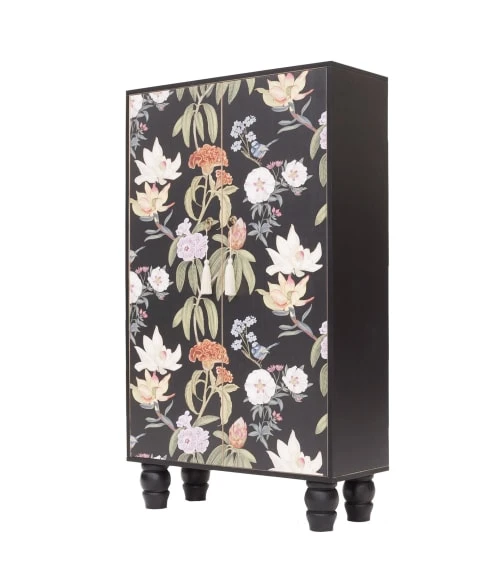 RNT By Really Nice Things Buffet Armoire En Pin Massif Imprimé Floral Sur Fond Noir 3 RNT By Really Nice Things Buffet Armoire En Pin Massif Imprimé Floral Sur Fond Noir – Image 3