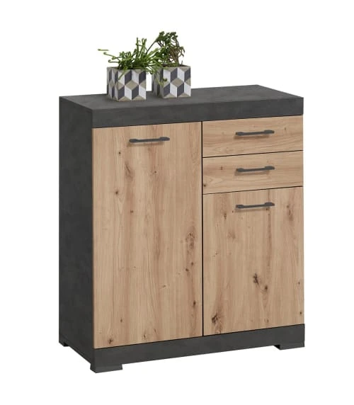 CALICOSY Buffet Avec 2 Portes Et 2 Tiroirs L80cm - Marron 4 CALICOSY Buffet Avec 2 Portes Et 2 Tiroirs L80cm - Marron – Image 4