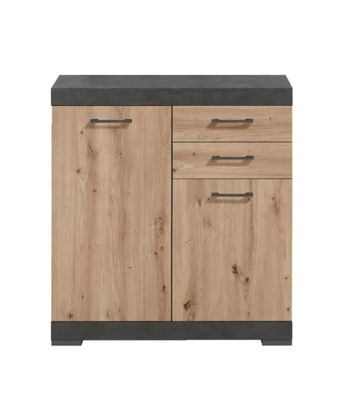 CALICOSY Buffet Avec 2 Portes Et 2 Tiroirs L80cm - Marron 1 CALICOSY Buffet Avec 2 Portes Et 2 Tiroirs L80cm - Marron