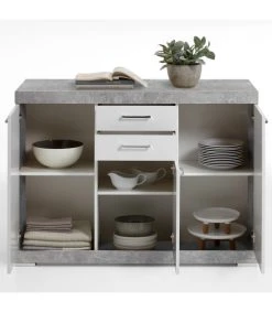 CALICOSY Buffet Avec 3 Portes Et 2 Tiroirs L120cm - Gris Béton 8 CALICOSY Buffet Avec 3 Portes Et 2 Tiroirs L120cm - Gris Béton -Boutique Maisons du Monde buffet avec 3 portes et 2 tiroirs l120cm gris beton 2