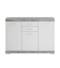 CALICOSY Buffet Avec 3 Portes Et 2 Tiroirs L120cm - Gris Béton