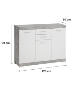 CALICOSY Buffet Avec 3 Portes Et 2 Tiroirs L120cm - Gris Béton 11 CALICOSY Buffet Avec 3 Portes Et 2 Tiroirs L120cm - Gris Béton -Boutique Maisons du Monde buffet avec 3 portes et 2 tiroirs l120cm gris beton 5