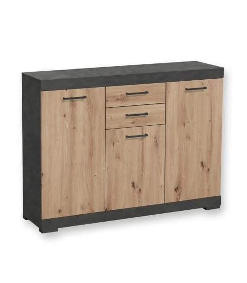 CALICOSY Buffet Avec 3 Portes Et 2 Tiroirs L120cm - Marron 5 CALICOSY Buffet Avec 3 Portes Et 2 Tiroirs L120cm - Marron – Image 5