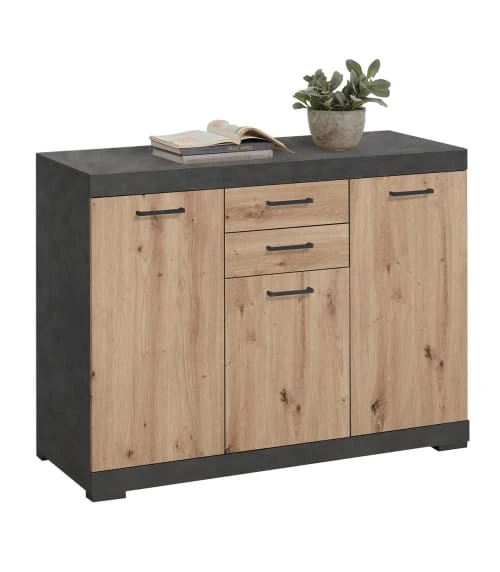 CALICOSY Buffet Avec 3 Portes Et 2 Tiroirs L120cm - Marron 6 CALICOSY Buffet Avec 3 Portes Et 2 Tiroirs L120cm - Marron – Image 6