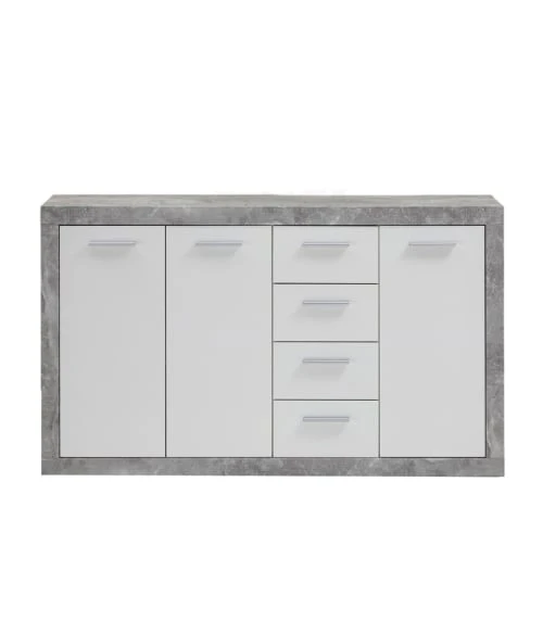 CALICOSY Buffet Avec 3 Portes Et 4 Tiroirs L152 Cm - Gris Béton 1 CALICOSY Buffet Avec 3 Portes Et 4 Tiroirs L152 Cm - Gris Béton
