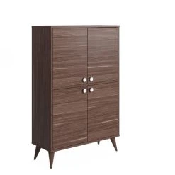 Dmora Buffet Avec 4 Portes Effet Bois Noyer
