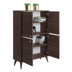Dmora Buffet Avec 4 Portes Effet Bois Noyer -Boutique Maisons du Monde buffet avec 4 portes effet bois noyer 3