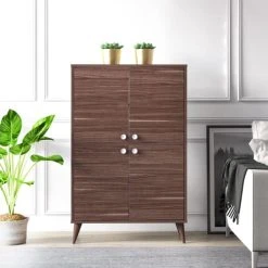 Dmora Buffet Avec 4 Portes Effet Bois Noyer -Boutique Maisons du Monde buffet avec 4 portes effet bois noyer 4