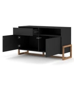 CALICOSY Buffet Bas 2 Portes 1 Tiroir Avec Pieds En Hêtre L119 Cm - Noir 8 CALICOSY Buffet Bas 2 Portes 1 Tiroir Avec Pieds En Hêtre L119 Cm - Noir -Boutique Maisons du Monde buffet bas 2 portes 1 tiroir avec pieds en hetre l119 cm noir 2