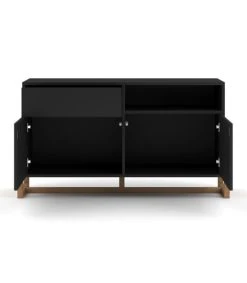 CALICOSY Buffet Bas 2 Portes 1 Tiroir Avec Pieds En Hêtre L119 Cm - Noir 11 CALICOSY Buffet Bas 2 Portes 1 Tiroir Avec Pieds En Hêtre L119 Cm - Noir -Boutique Maisons du Monde buffet bas 2 portes 1 tiroir avec pieds en hetre l119 cm noir 5