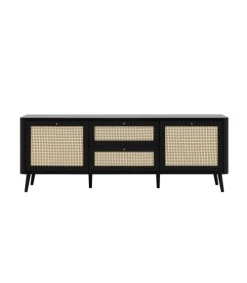 CALICOSY Buffet Bas 2 Portes 2 Tiroirs - L175 Cm - Noir