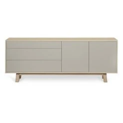 MON PETIT MEUBLE FRANCAIS Buffet Bas 2 Portes+3 Tiroirs 200 Cm, En Frêne