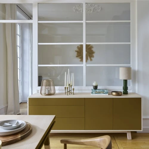 MON PETIT MEUBLE FRANCAIS Buffet Bas 2 Portes+3 Tiroirs 200 Cm, En Frêne 2 MON PETIT MEUBLE FRANCAIS Buffet Bas 2 Portes+3 Tiroirs 200 Cm, En Frêne – Image 2