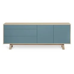 MON PETIT MEUBLE FRANCAIS Buffet Bas 2 Portes+3 Tiroirs 200 Cm, En Frêne