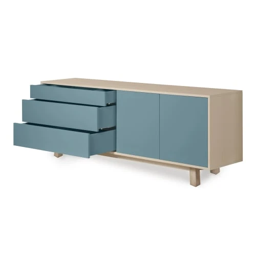MON PETIT MEUBLE FRANCAIS Buffet Bas 2 Portes+3 Tiroirs 200 Cm, En Frêne 5 MON PETIT MEUBLE FRANCAIS Buffet Bas 2 Portes+3 Tiroirs 200 Cm, En Frêne – Image 5