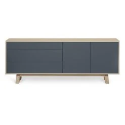 MON PETIT MEUBLE FRANCAIS Buffet Bas 2 Portes+3 Tiroirs 200 Cm, En Frêne