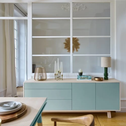 MON PETIT MEUBLE FRANCAIS Buffet Bas 2 Portes+3 Tiroirs 200 Cm, En Frêne 2 MON PETIT MEUBLE FRANCAIS Buffet Bas 2 Portes+3 Tiroirs 200 Cm, En Frêne – Image 2