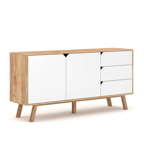 CALICOSY Buffet Bas 2 Portes 3 Tiroirs L160 Cm - Blanc 1 CALICOSY Buffet Bas 2 Portes 3 Tiroirs L160 Cm - Blanc