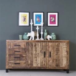 Meubles & Design Buffet Bas 2 Portes 4 Tiroirs En Bois Et Métal -Boutique Maisons du Monde buffet bas 2 portes 4 tiroirs en bois et metal 2