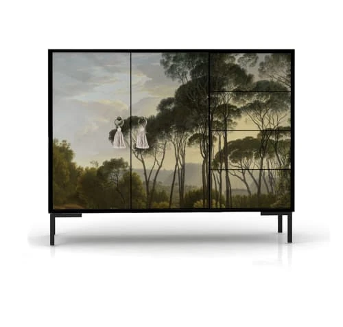 RNT By Really Nice Things Buffet Bas 2 Portes 4 Tiroirs Pin Massif Imprimé Bucolique Forestier 1 RNT By Really Nice Things Buffet Bas 2 Portes 4 Tiroirs Pin Massif Imprimé Bucolique Forestier