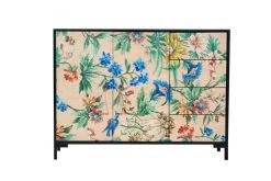 RNT By Really Nice Things Buffet Bas 2 Portes 4 Tiroirs Pin Massif Imprimé Floral