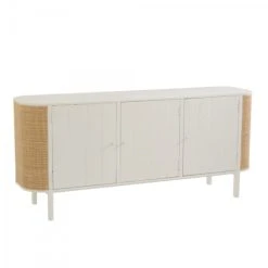 Meubles & Design Buffet Bas 3 Portes 180cm En Cannage Et Bois Blanc