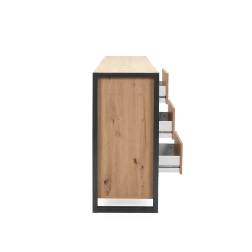 CALICOSY Buffet Bas 3 Portes 3 Tiroirs L160 Cm - Décor Bois Clair 5 CALICOSY Buffet Bas 3 Portes 3 Tiroirs L160 Cm - Décor Bois Clair – Image 5